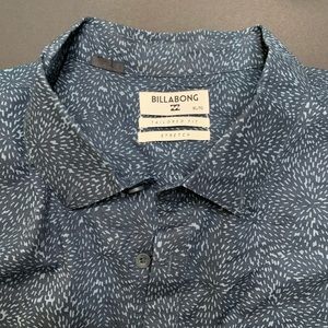 Blue Patterned Short Sleeve Button Down Shirt